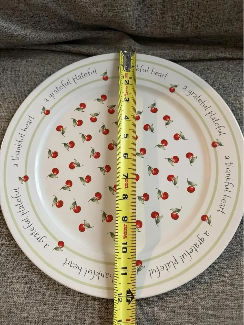 Hallmark Grateful Plateful 12” Serving Plate Cherries Inscription Vintage